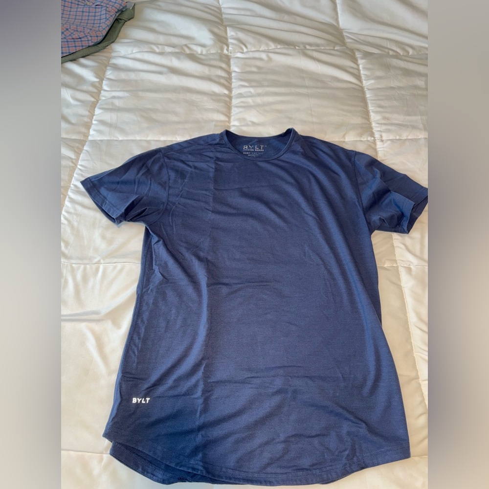 Men's BYLT basics drop cut Blue BYLT blend t shirt Large